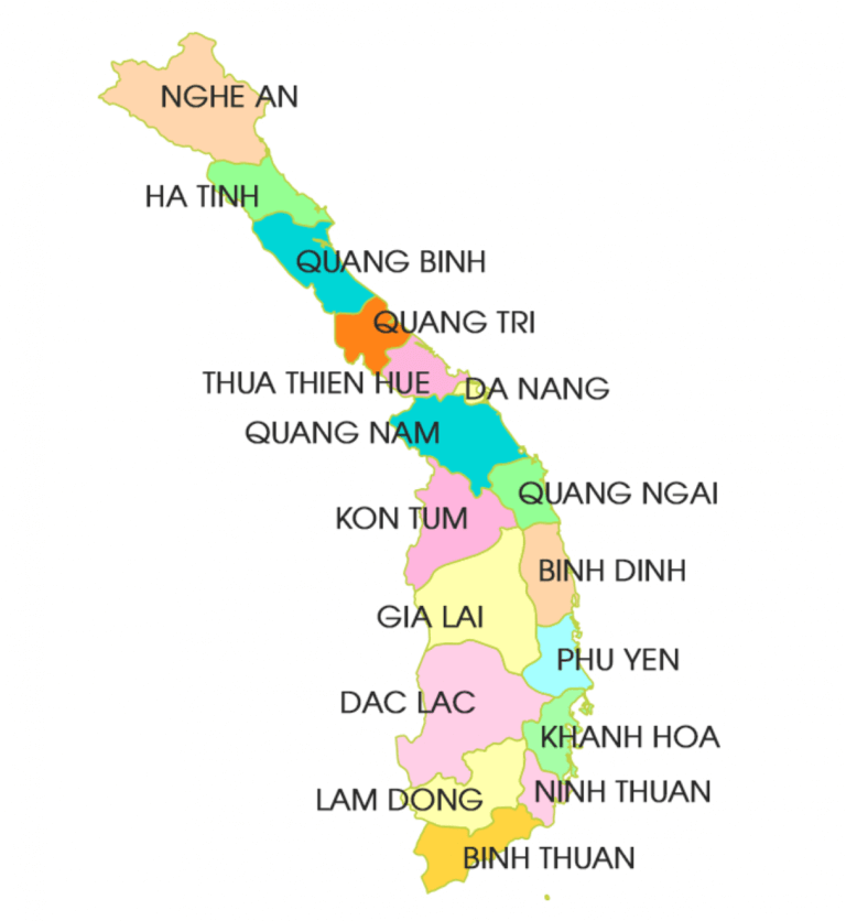 Bản đồ các tỉnh Miền Trung